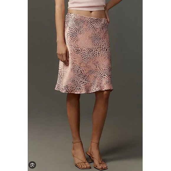 Anthropologie The Tilda Pink Animal Print Satin Skirt XL - Picture 5 of 5